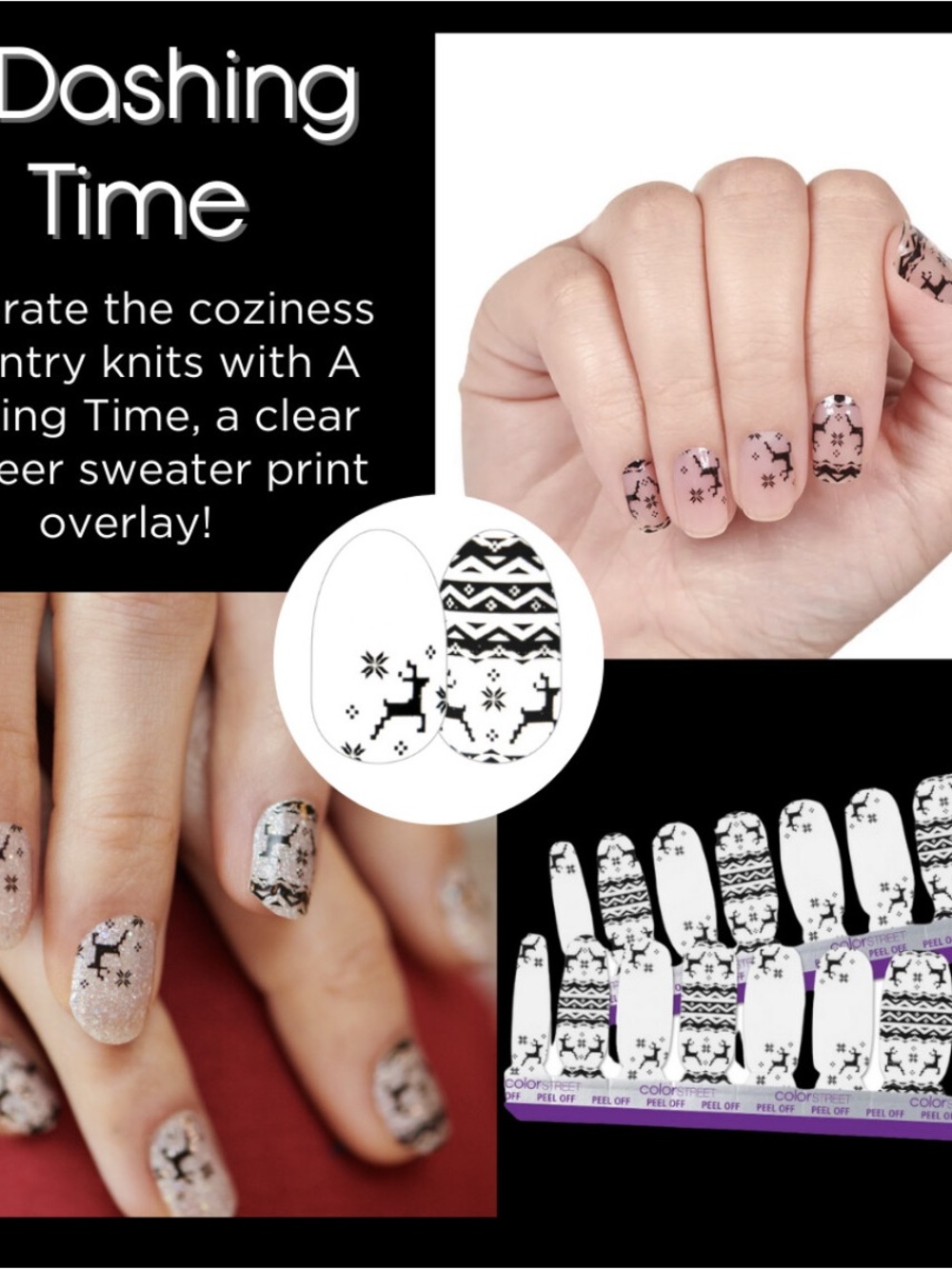 Color Street White and Black Nordic Nail Strips